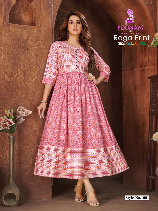 Poonam Raga Festive Wear Wholesale Printed Anarkali Kurtis
